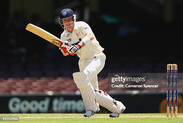 Brad Haddin of the Blues bats during day two of the Sheffield Shield match between the New South Wales Blues and the Tasmanian Tigers at Sydney...