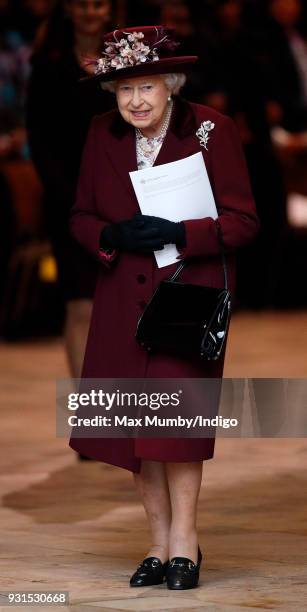 Queen Elizabeth II attends the 2018 Commonwealth Day service at Westminster Abbey on March 12, 2018 in London, England.