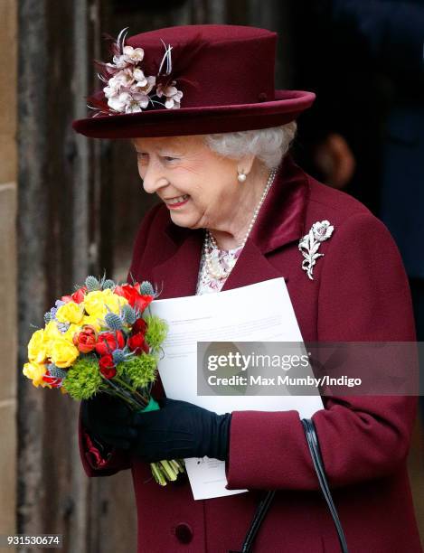 Queen Elizabeth II attends the 2018 Commonwealth Day service at Westminster Abbey on March 12, 2018 in London, England.