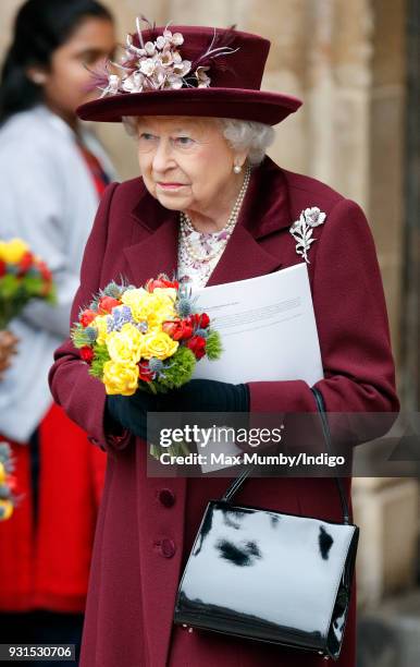 Queen Elizabeth II attends the 2018 Commonwealth Day service at Westminster Abbey on March 12, 2018 in London, England.