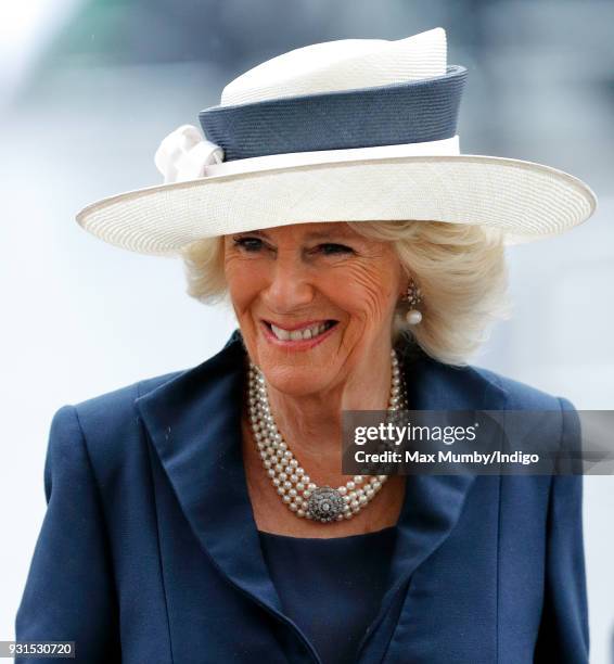 Camilla, Duchess of Cornwall attends the 2018 Commonwealth Day service at Westminster Abbey on March 12, 2018 in London, England.