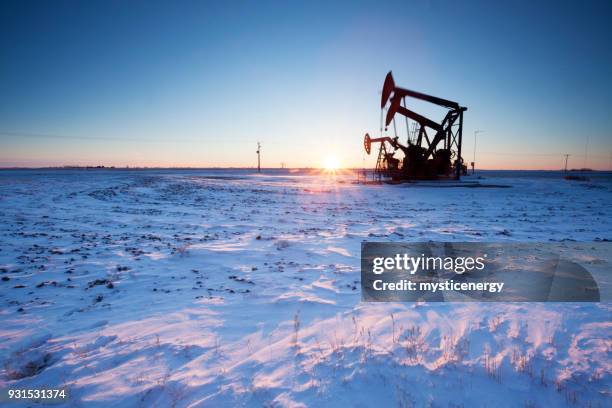 prairie oil saskatchewan canada - oil well stock pictures, royalty-free photos & images