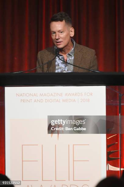 Editor in Chief of GQ Jim Nelson speaks onstage during the Ellie Awards 2018 on March 13, 2018 in New York City.