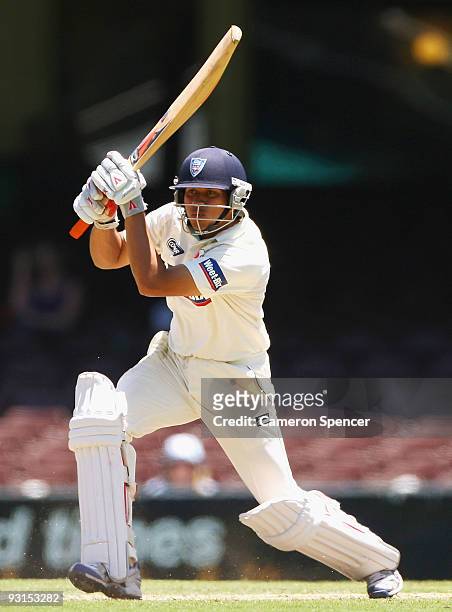 Usman Khawaja of the Blues bats during day two of the Sheffield Shield match between the New South Wales Blues and the Tasmanian Tigers at Sydney...