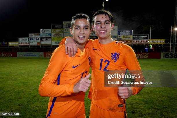 Players of Holland U17 celebrate the qualification Mohammed Ihattaren of Holland U17, Enric Llansana of Holland U17 during the match between Turkey...