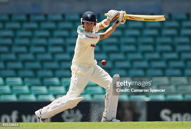 Michael Clarke of the Blues bats during day two of the Sheffield Shield match between the New South Wales Blues and the Tasmanian Tigers at Sydney...