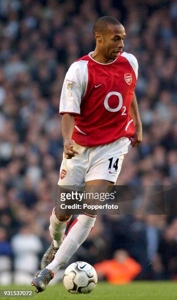 Thierry Henry of Arsenal in action during the FA Barclaycard Premiership match between Arsenal and Tottenham Hotspur at Highbury in London on...