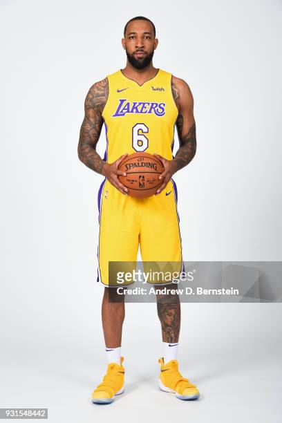 Derrick Williams of the Los Angeles Lakers poses for a portrait at the Staples Center on March 12, 2018. NOTE TO USER: User expressly acknowledges...