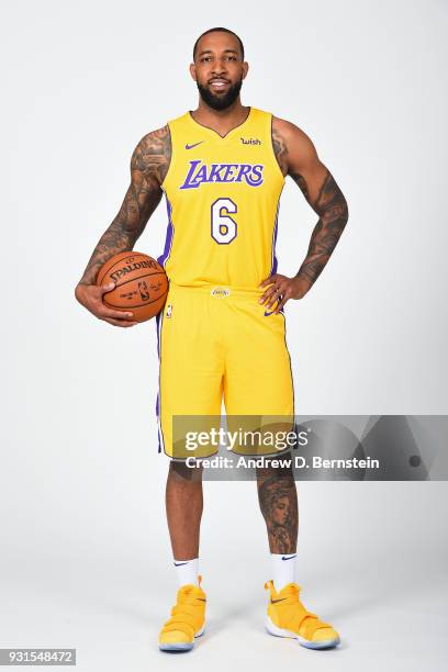 Derrick Williams of the Los Angeles Lakers poses for a portrait at the Staples Center on March 12, 2018. NOTE TO USER: User expressly acknowledges...