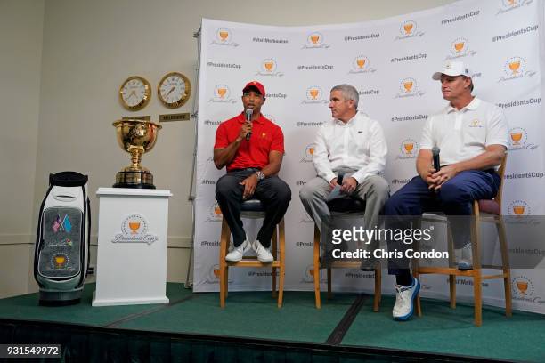 Commissione Jay Monahan announces Ernie Els of South Africa and Tiger Woods of the United States as captains of the 2019 President's Cup in...