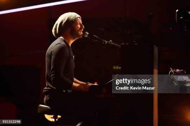 Recording artist Chris Martin of Coldplay performs onstage during 60th Annual GRAMMY Awards - I'm Still Standing: A GRAMMY Salute To Elton John at...