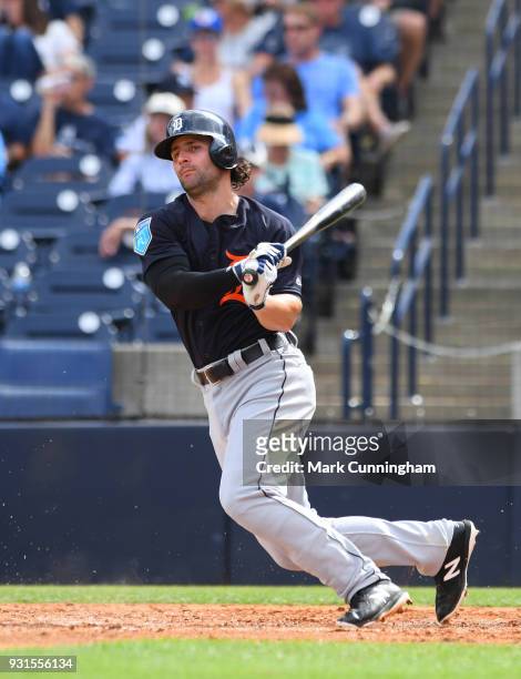 Pete Kozma of the Detroit Tigers bats during the Spring Training game against the New York Yankees at George M. Steinbrenner Field on February 23,...