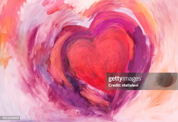 ilustraciones, imágenes clip art, dibujos animados e iconos de stock de pintura de corazón con colores acrílico - amor sentimiento