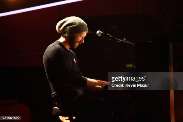 Recording artist Chris Martin of Coldplay performs onstage during 60th Annual GRAMMY Awards - I'm Still Standing: A GRAMMY Salute To Elton John at...