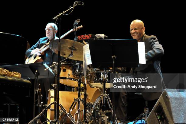Steve Swallow and Billy Drummond perform on stage with Carla Bley & The Lost Chords at Queen Elizabeth Hall as part of the London Jazz Festival 2009...