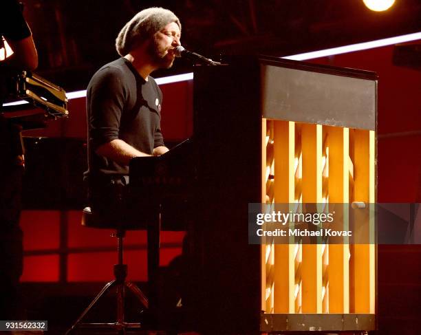 Recording artist Chris Martin of Coldplay performs onstage during 60th Annual GRAMMY Awards - I'm Still Standing: A GRAMMY Salute To Elton John at...