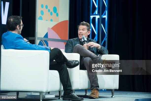Indiewire Deputy Editor and Chief Film Critic Erick Kohn talks with Ethan Hawke during the SXSW Film session "A Conversation With Ethan Hawke" on...