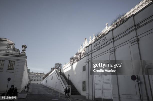 the exterior of albertina, vienna, austria - vsojoy stock pictures, royalty-free photos & images