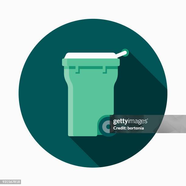 compost bin flat design gardening icon with side shadow - compost stock illustrations