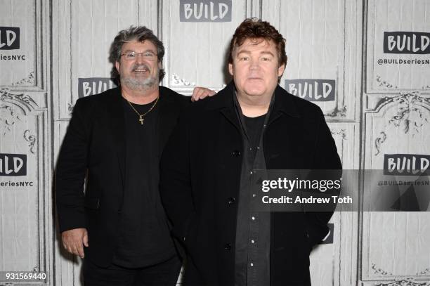 Mike McGuire and Marty Raybon from the band Shenandoah visit Build to discuss the album "Reloaded" at Build Studio on March 13, 2018 in New York City.