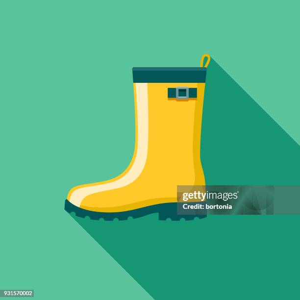 rubber boots flat design gardening icon with side shadow - wellington boots stock illustrations