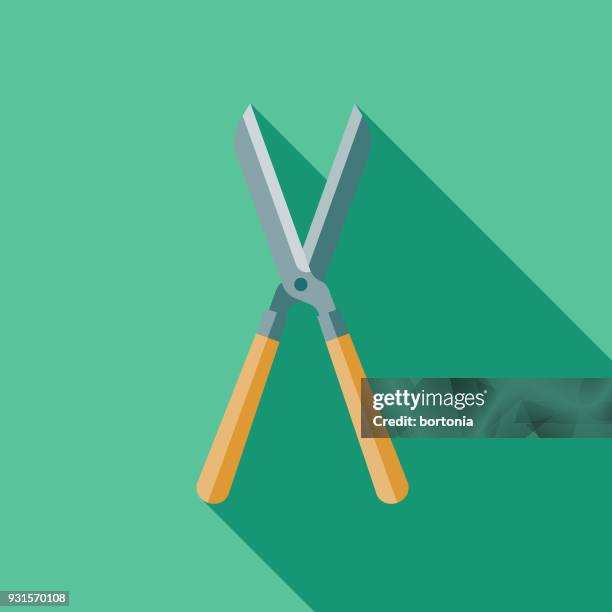 shears flat design gardening icon with side shadow - prune stock illustrations