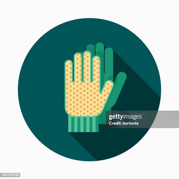 gloves flat design gardening icon with side shadow - work gloves stock illustrations