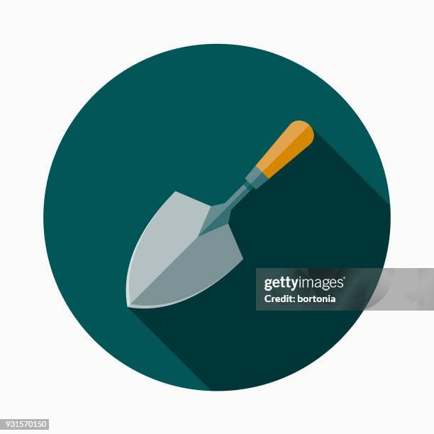 trowel flat design gardening icon with side shadow - construction equipment yard stock illustrations