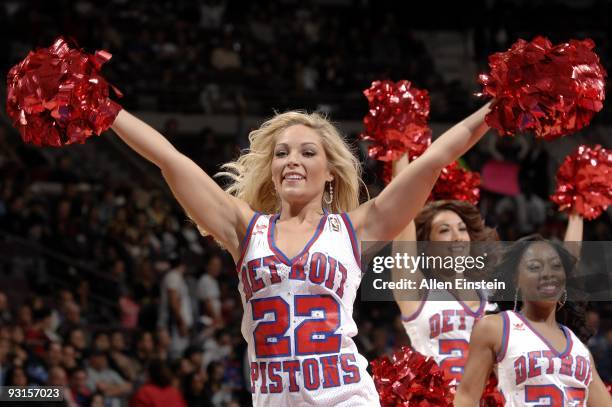 The Automotion Dance team performs during the game between the Detroit Pistons and the Dallas Mavericks at the Palace of Auburn Hills on November 15,...