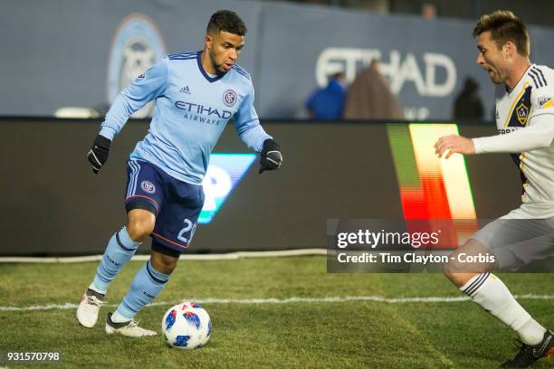 March 11: Ismael Tajouri of New York City in action during the New York City FC Vs LA Galaxy regular season MLS game at Yankee Stadium on March 11,...