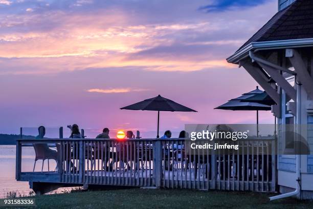 sunset and restaurant - summerside prince edward island stock pictures, royalty-free photos & images