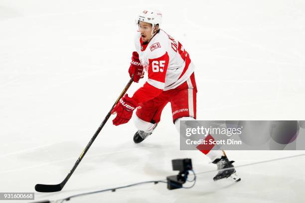 Danny DeKeyser of the Detroit Red Wings skates during a NHL game against the San Jose Sharks at SAP Center on March 12, 2018 in San Jose, California.