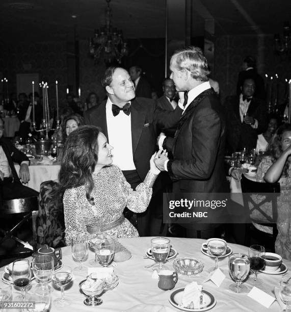 10th Anniversary Party" -- Pictured: Joanna Holland, Don Rickles, Johnny Carson during the 'Tonight Show Starring Johnny Carson' 10th Anniversary...