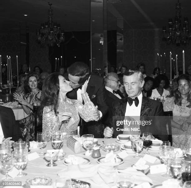 10th Anniversary Party" -- Pictured: Joanna Holland, Joey Bishop, Johnny Carson during the 'Tonight Show Starring Johnny Carson' 10th Anniversary...