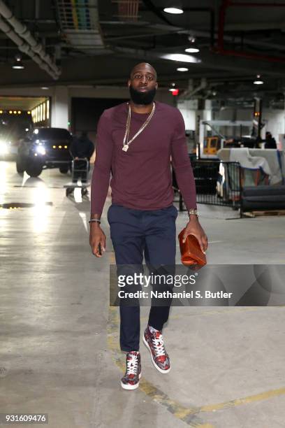 Quincy Acy of the Brooklyn Nets enters the arena before the game against the Toronto Raptors on March 13, 2018 at Barclays Center in Brooklyn, New...