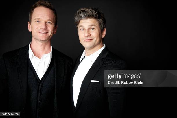 Neil Patrick Harris and David Burtka pose for a portrait at the 60th Annual GRAMMY Awards - I'm Still Standing: A GRAMMY Salute To Elton John at The...