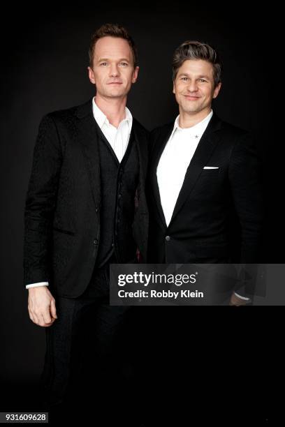 Neil Patrick Harris and David Burtka pose for a portrait at the 60th Annual GRAMMY Awards - I'm Still Standing: A GRAMMY Salute To Elton John at The...