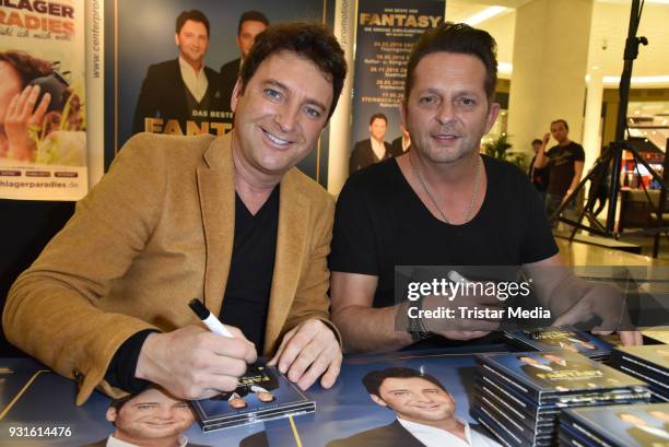 Freddy März and Martin Hein durig the Fantasy live performance and autograph sessionon on March 13, 2018 in Berlin, Germany.