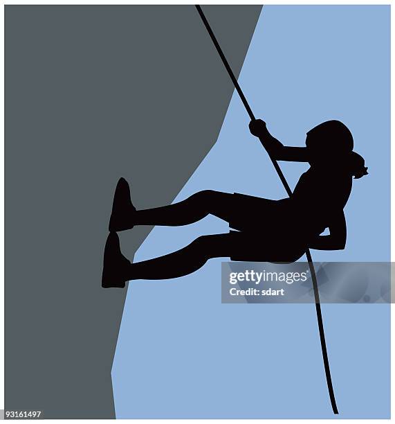 rappelling - rock wall climbing stock illustrations