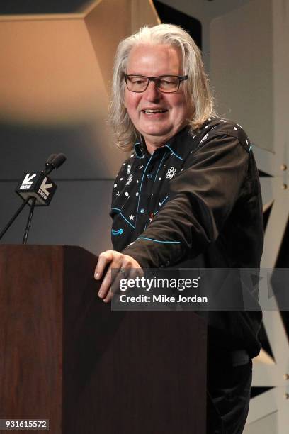 Bruce Sterling speaks onstage at Disrupting Dystopia: The Bruce Sterling Talk during SXSW at Austin Convention Center on March 13, 2018 in Austin,...