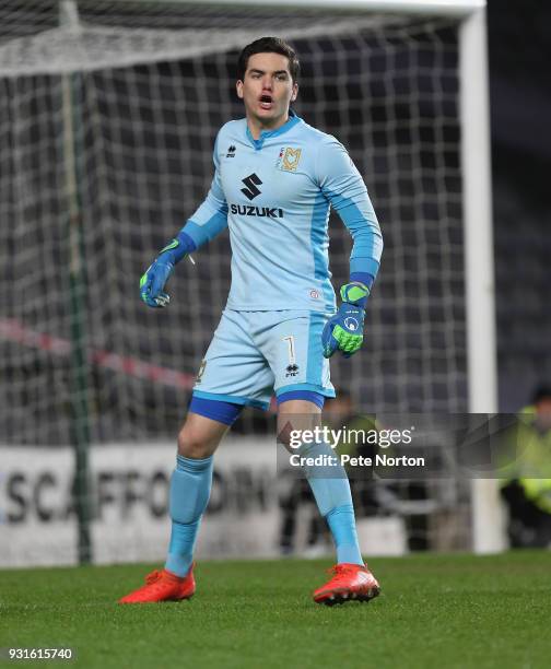 Lee Nicholls of Milton Keynes Dons in action during the Sky Bet League One match between Milton Keynes Dons and Rotherham United at StadiumMK on...