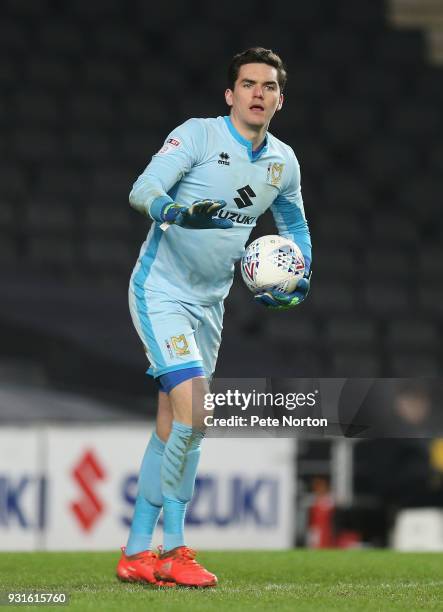 Lee Nicholls of Milton Keynes Dons in action during the Sky Bet League One match between Milton Keynes Dons and Rotherham United at StadiumMK on...