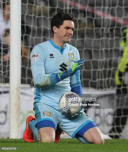 Lee Nicholls of Milton Keynes Dons in action during the Sky Bet League One match between Milton Keynes Dons and Rotherham United at StadiumMK on...