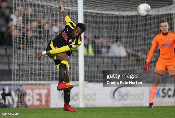 Shaun Cummings of Rotherham United in action during the Sky Bet League One match between Milton Keynes Dons and Rotherham United at StadiumMK on...