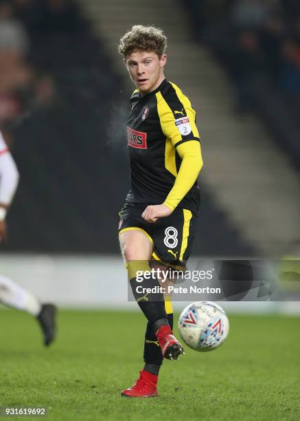 Matt Palmer of Rotherham United in action during the Sky Bet League One match between Milton Keynes Dons and Rotherham United at StadiumMK on March...