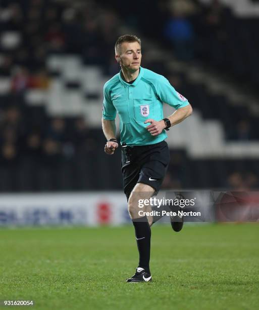 Referee Michael Salisbury in action during the Sky Bet League One match between Milton Keynes Dons and Rotherham United at StadiumMK on March 13,...