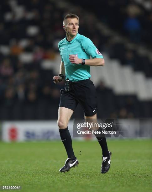 Referee Michael Salisbury in action during the Sky Bet League One match between Milton Keynes Dons and Rotherham United at StadiumMK on March 13,...