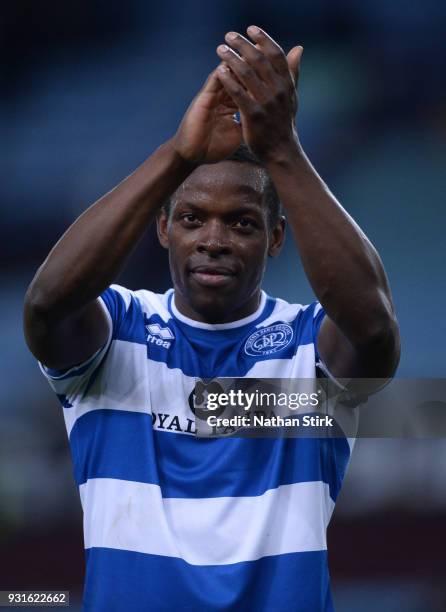 Nedum Onuoha of Queens Park Rangers claps the fans after the Sky Bet Championship match between Aston Villa and Queens Park Rangers at Villa Park on...