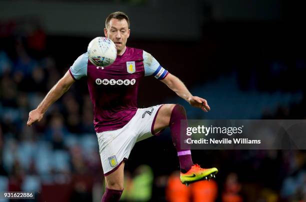 John Terry of Aston Villa during the Sky Bet Championship match between Aston Villa and Queens Park Rangers at Villa Park on March 13, 2018 in...