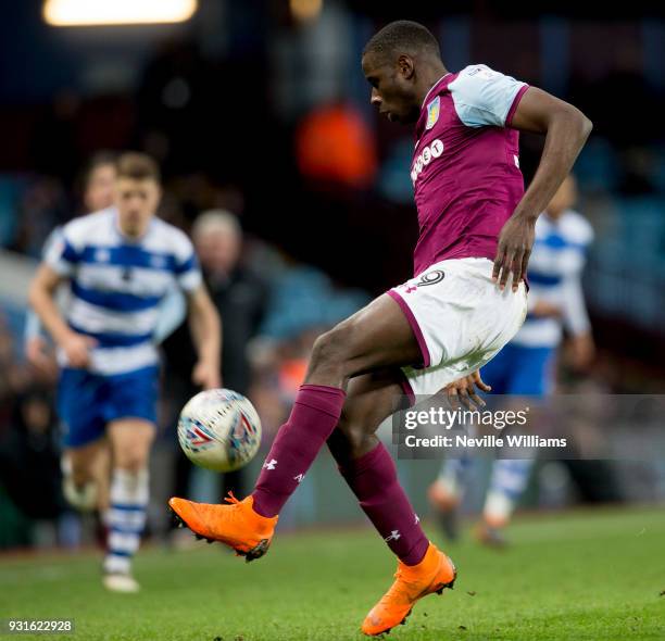 Keinan Davis of Aston Villa during the Sky Bet Championship match between Aston Villa and Queens Park Rangers at Villa Park on March 13, 2018 in...